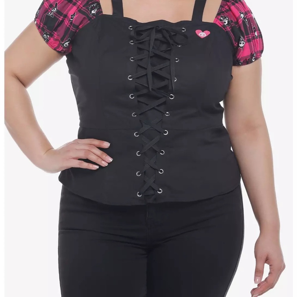 Skelanimals Black Lace-Up Women's Top